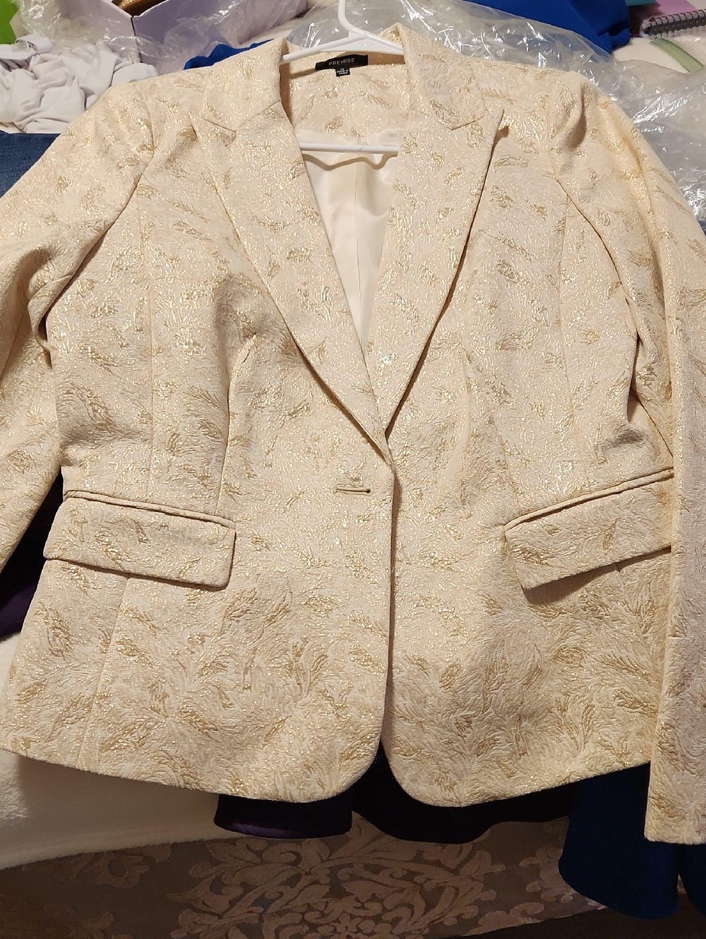 Premise Cream Top with Gold Lurex Detail